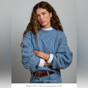 AE 77 American Eagle Powder Blue Cable Knit Wool Sweater Size M
